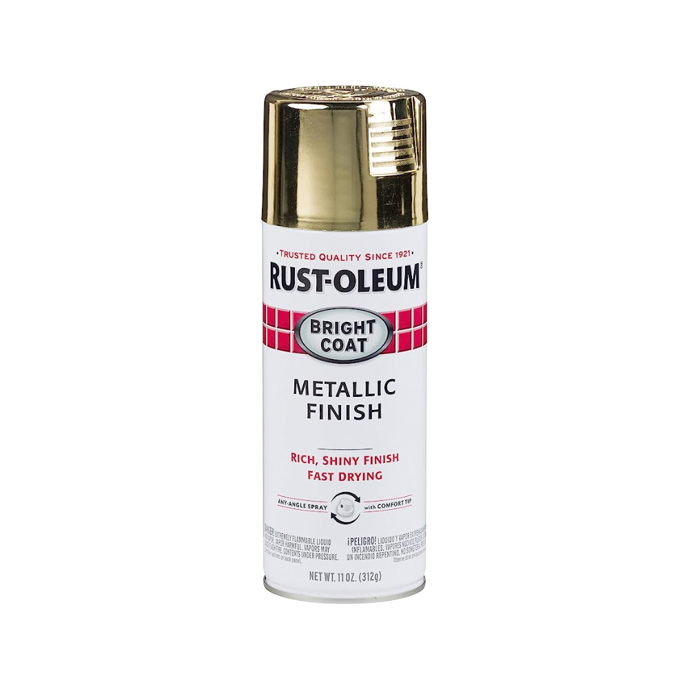 Rust-Oleum Bright Coat Metallic Gold spray paint. Available online from Harris Paints Online Colourcentre