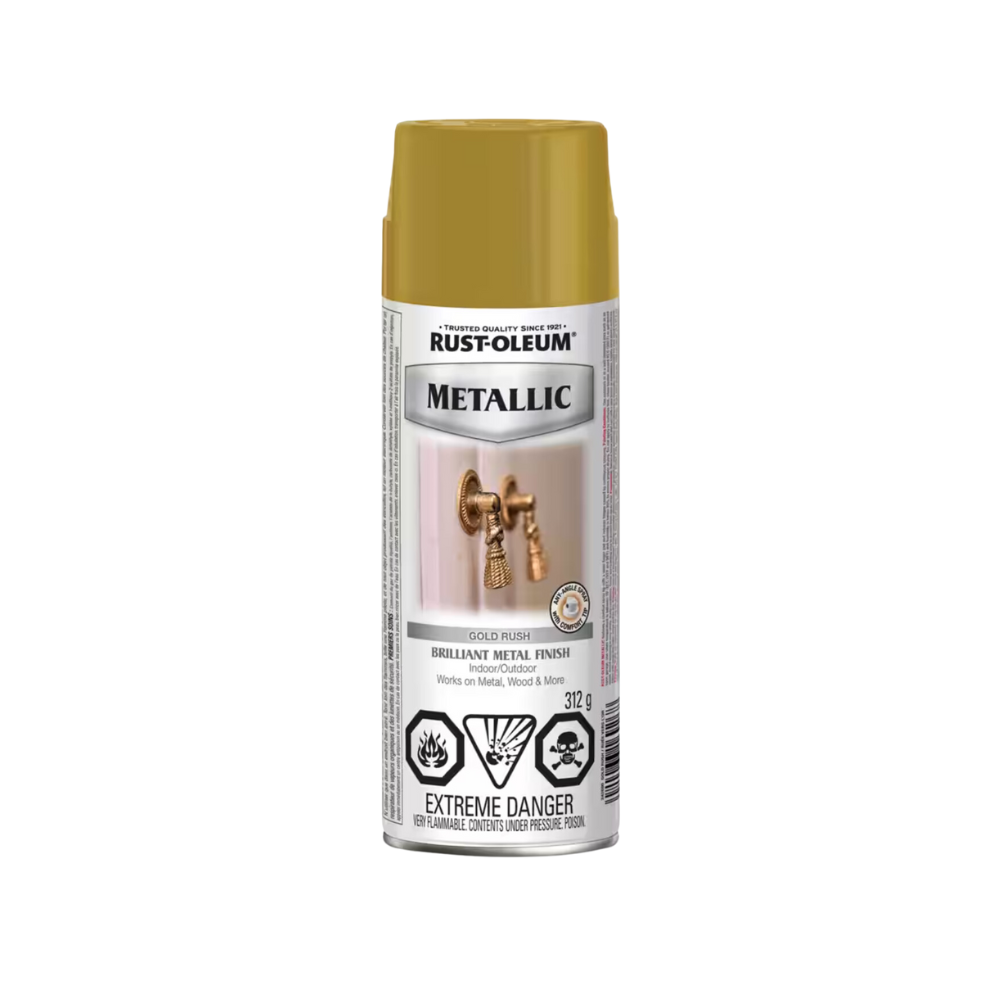 Rustoleum Metallic Gold Rush 12oz Spray Paint. Available online in the Caribbean at Harris Paints Online Colourcentre.
