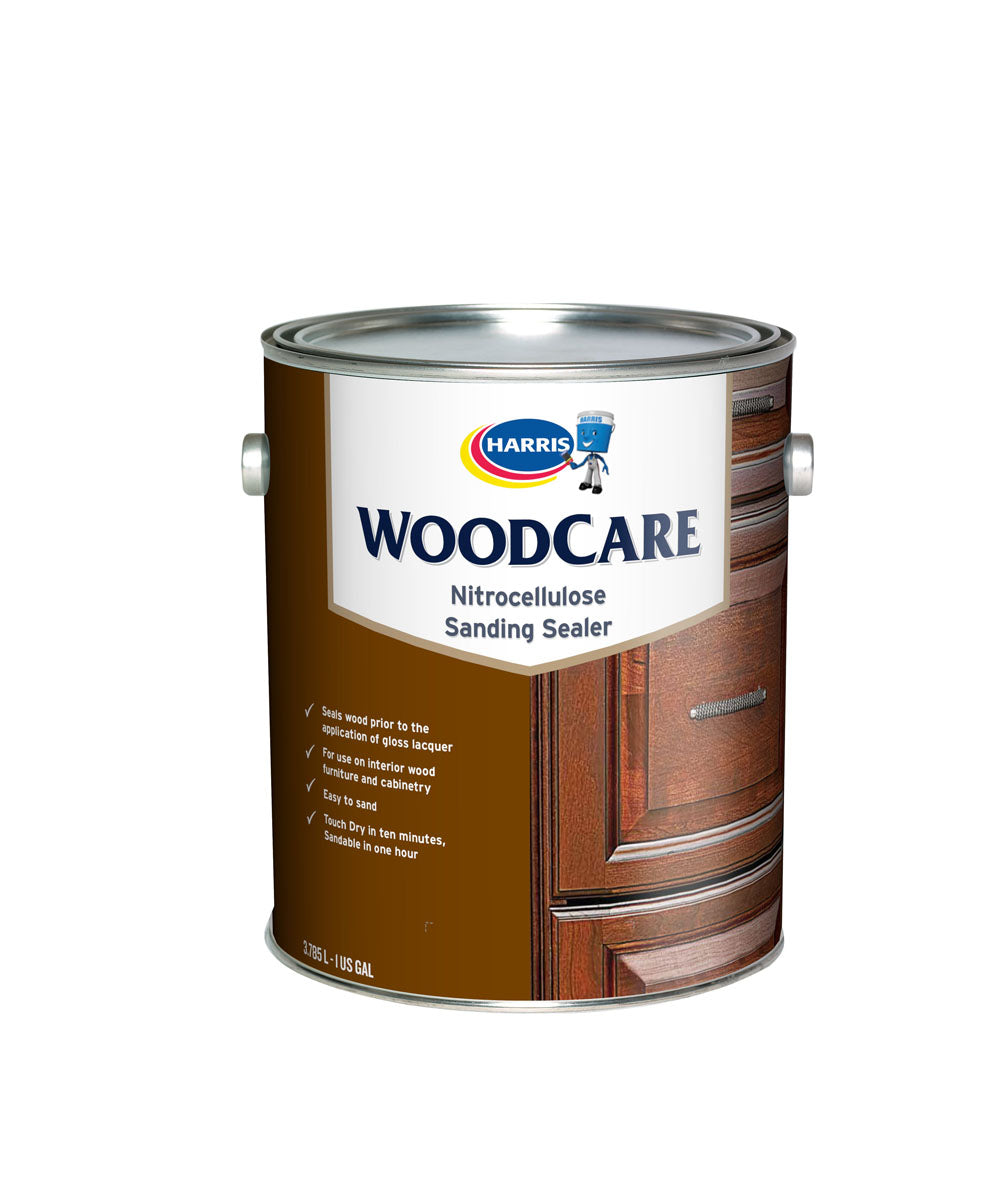Harris WoodCare Nitrocellulose Sanding Sealer gallon.