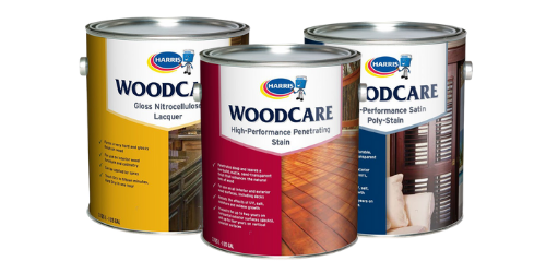 paint can image of three Harris Paint wood care products