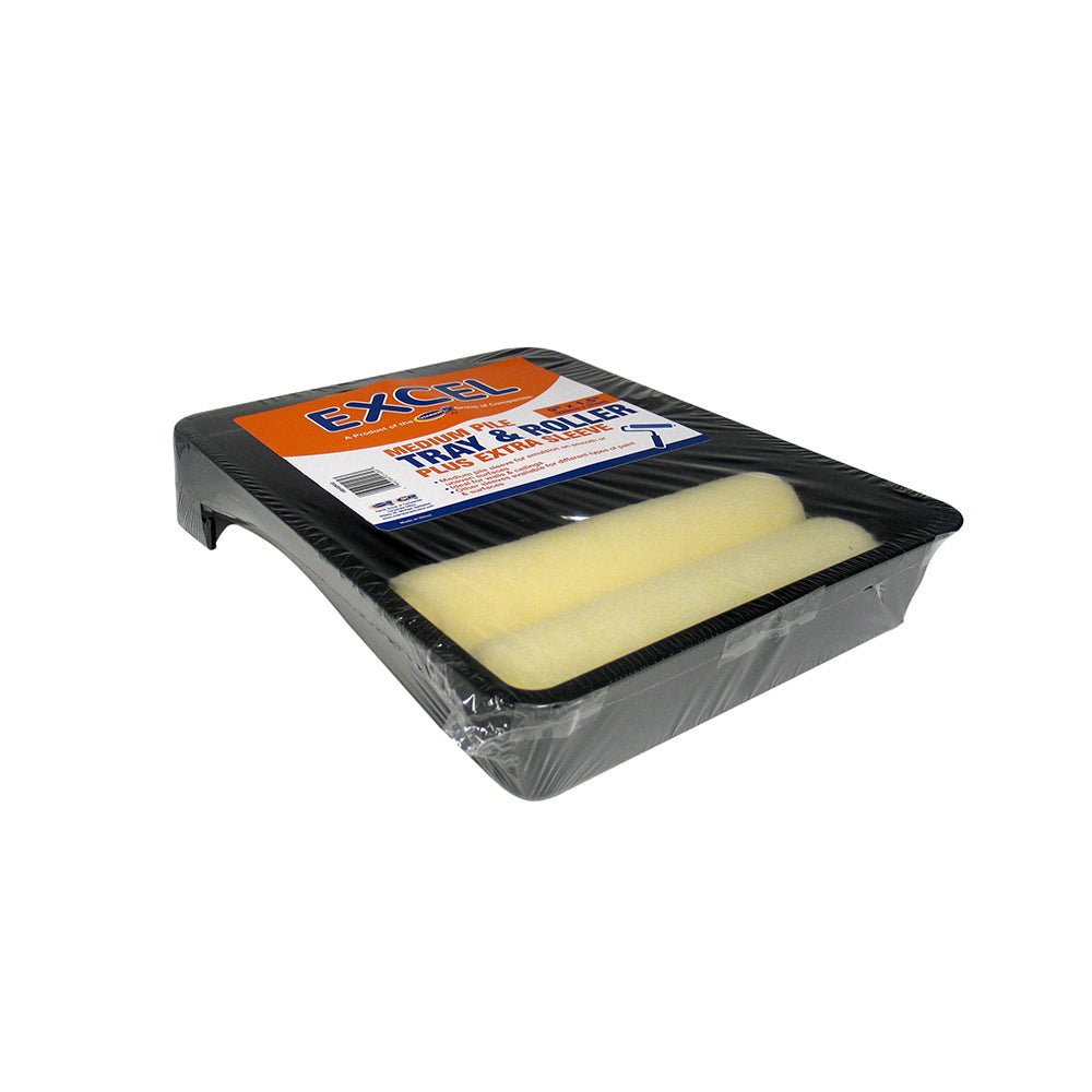 Excel 9" Tray & Roller 4pc Set with Two Sleeves, available to shop online at Harris Colourcentres in Barbados.