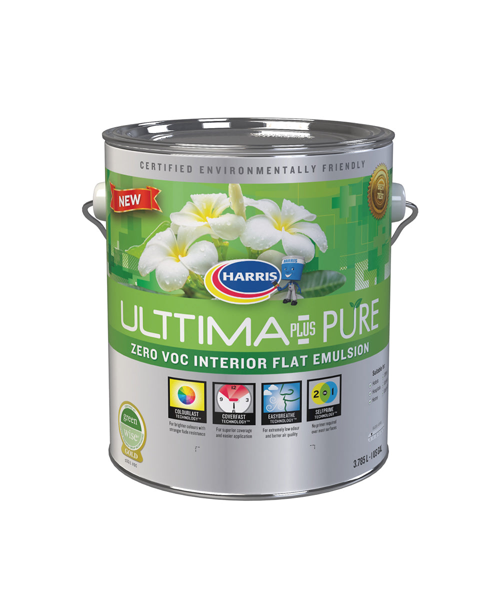 Ulttima Plus Pure Zero VOC Interior Flat Emulsion gallon. available to shop online at Harris Colourcentres in Barbados.